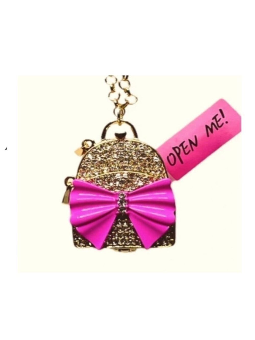 𝅺Betsey Johnson Back To Cool Backpack Locket Charm Necklace New